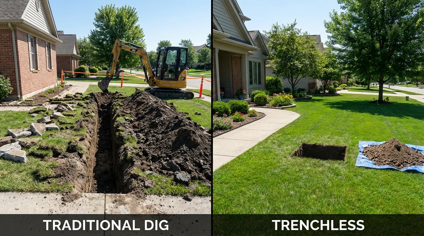 Trenchless sewer repair with minimal yard damage versus traditional excavation in Clarkston, GA